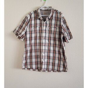 Carhartt Force Relax Fit Men Shirt  2XL Orange Black Plaid Short Sleeve Button